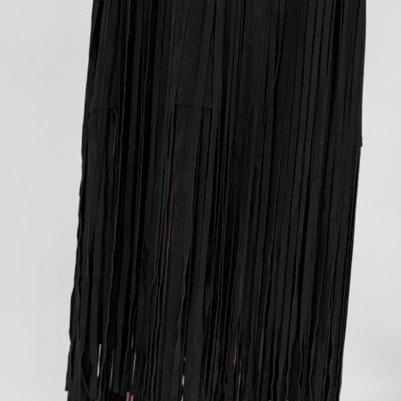 NWT Pinto Ranch Adore Western Faux Suede Long Fringe Skirt Size XL Black - Picture 7 of 13